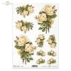 tea bright roses in bouquets. Slightly yellow roses, different sizes, rose, roses